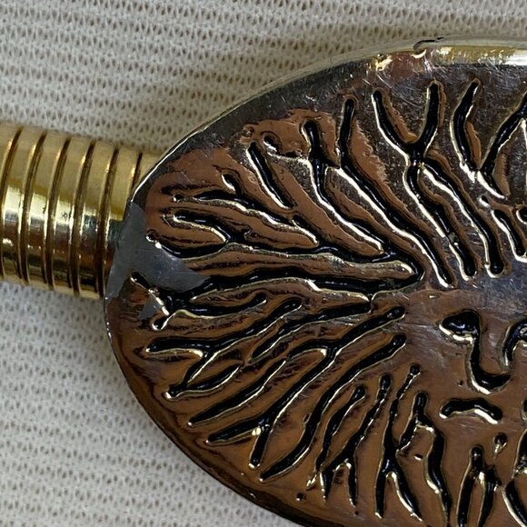 VTG Anne Klein skinny gold stretch belt Size Small medium 80s 90s disco metal - Picture 3 of 10